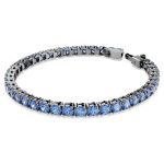 Matrix Tennis braceletRound cut, Blue, Ruthenium plated
